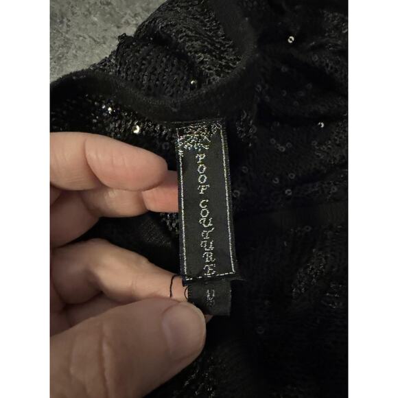 Y2K Poof Couture Sweater Womens M Black Mesh Sequin Whimsigoth Dark Romance - Picture 6 of 9